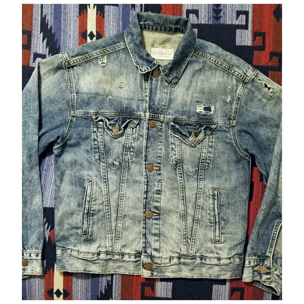 RALPH LAUREN D & S DISTRESSED/ REPAIRED DENIM JACKET- WOMEN'S SIZE SMALL - Picture 4 of 12